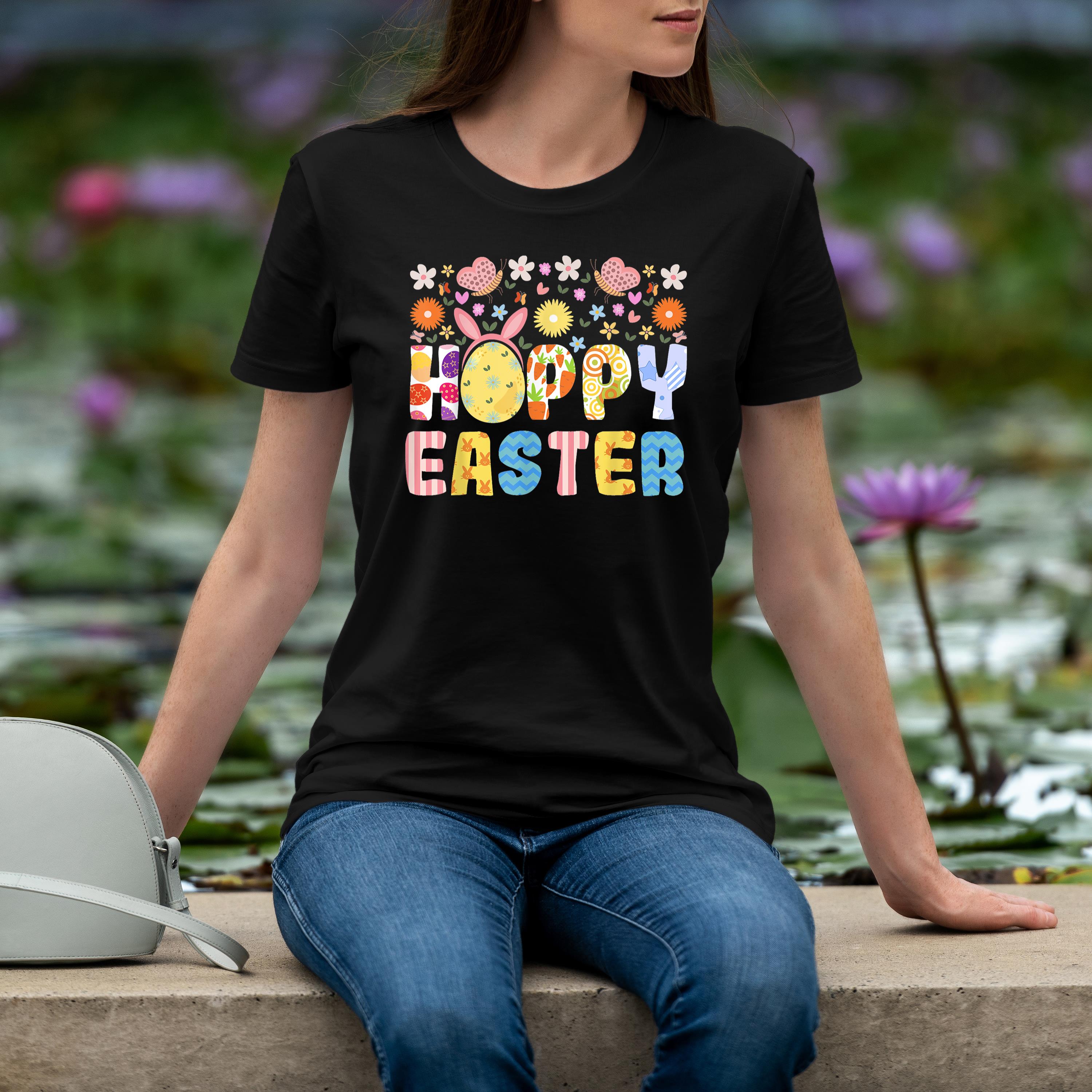 Happy Easter Bunny Rabbit Eggs Funny Easter Day Women Girls Shirt 